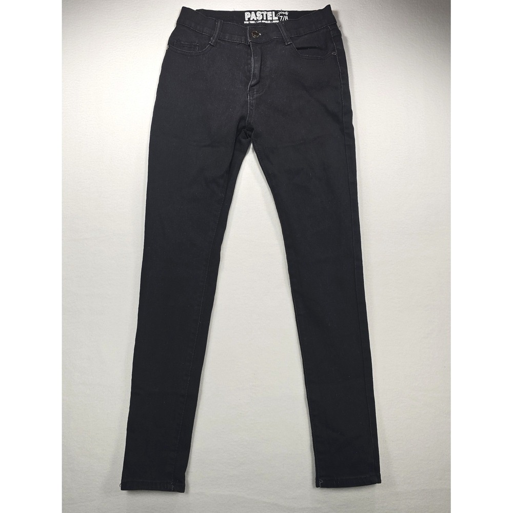 Pastel Jeans Womens Size 7/8 Black Skinny Denim Pants Five Pocket Solid Wash